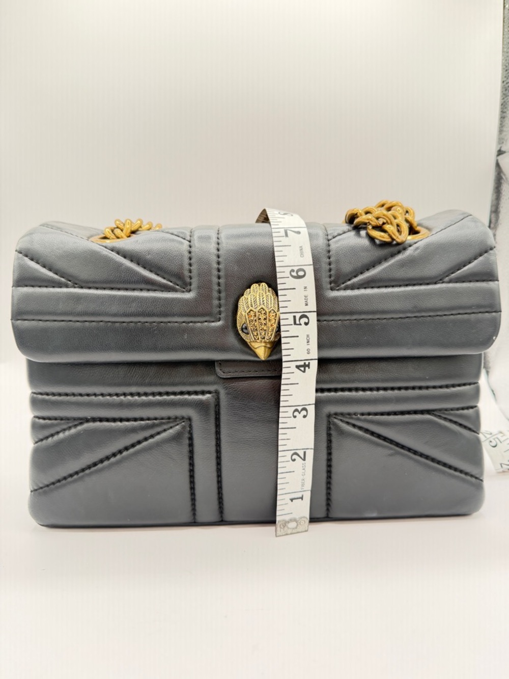 Kurt Geiger Quilted Leather Bag Kensington Quilted Crossbody Gold Chain - Picture 5 of 14